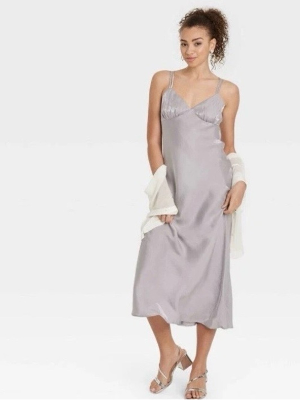 wild fable  Silver Satin Slip Maxi Dress XL